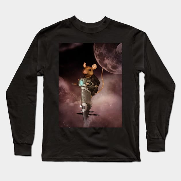 Funny mouse in the universe Long Sleeve T-Shirt by Nicky2342